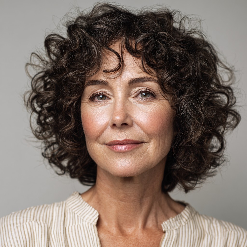 Textured Shoulder-Length Curly Cut with Soft Volume