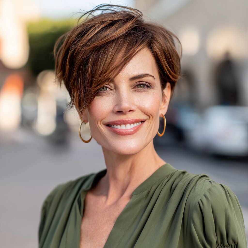 Textured Side-Parted Pixie with Choppy Layers