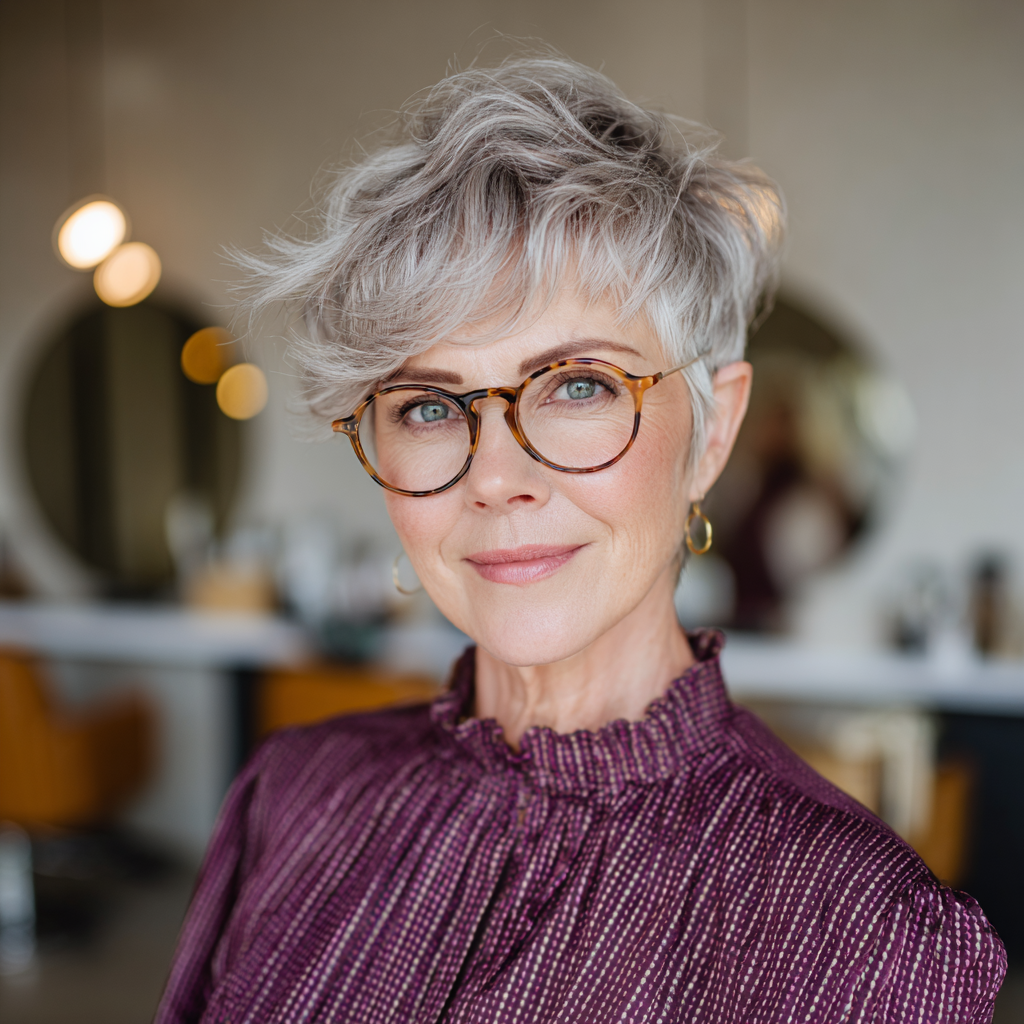 Textured Silver Pixie with Soft Volume