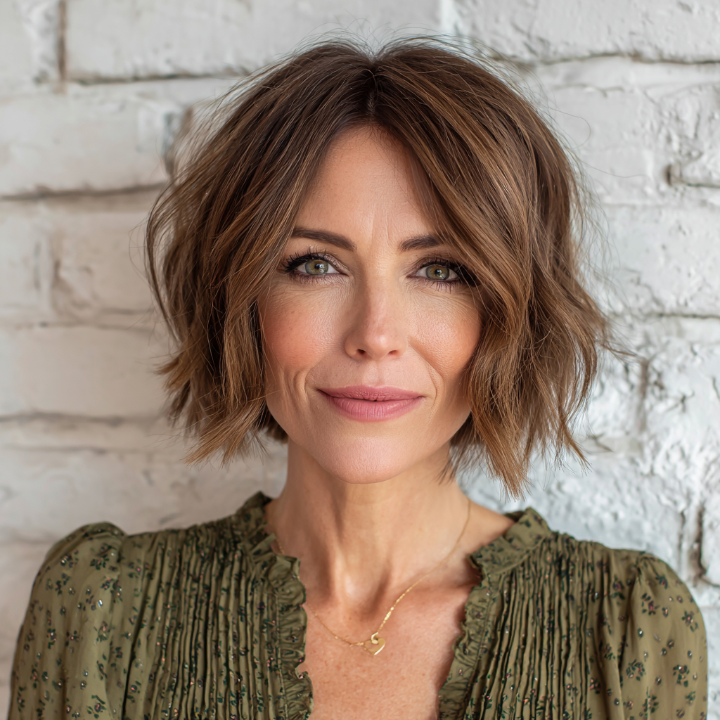Textured Wavy Bob with Subtle Layers