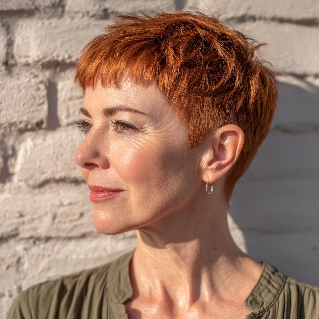 Vibrant Textured Pixie Cut with Bold Copper Highlights