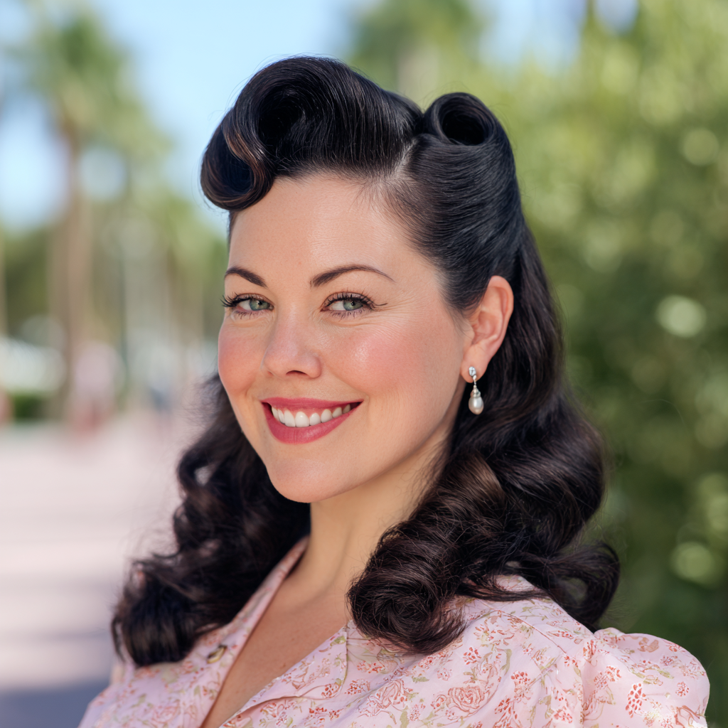 Vintage-Inspired Sculpted Curls with Glamorous Volume