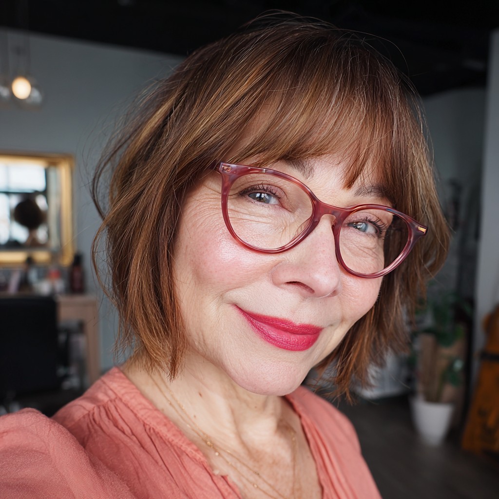 Chic Textured Bob with Wispy Bangs