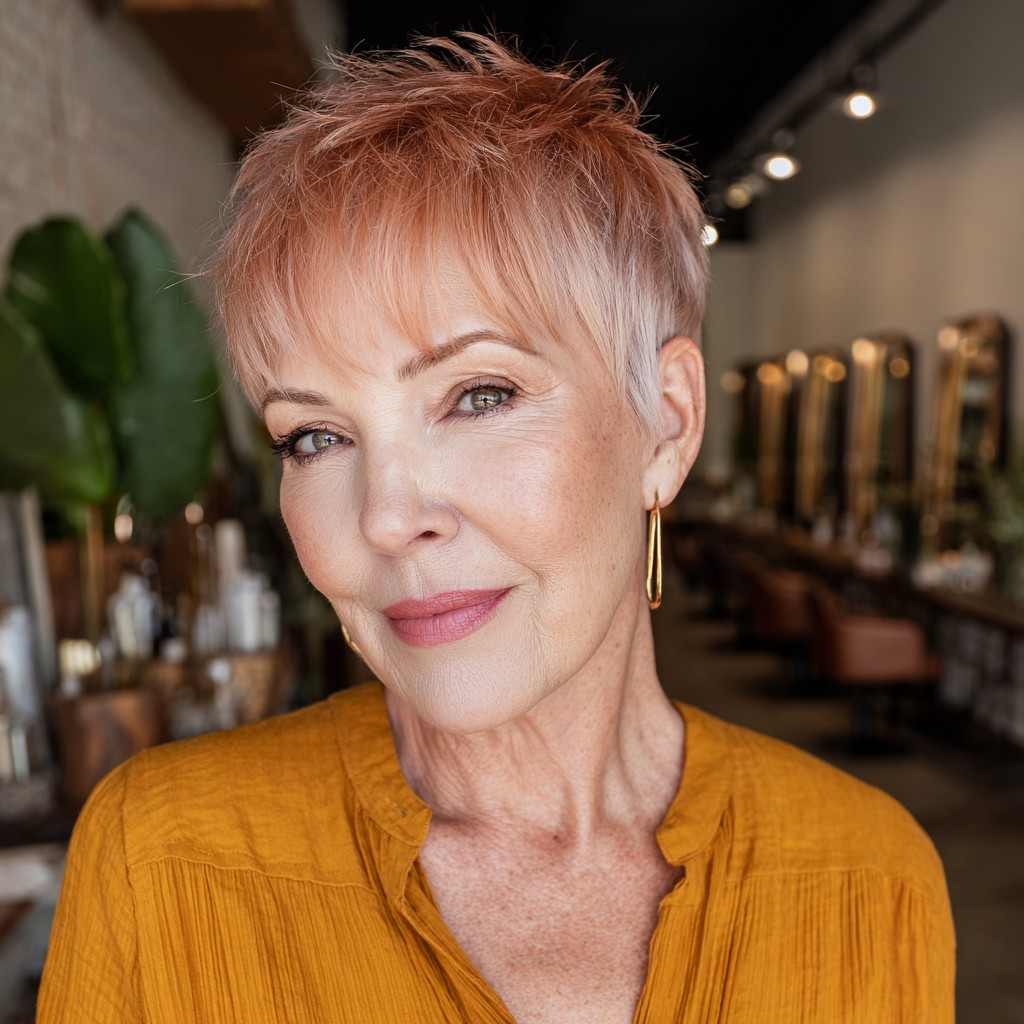 Chic Peachy Short Pixie with Textured Layers