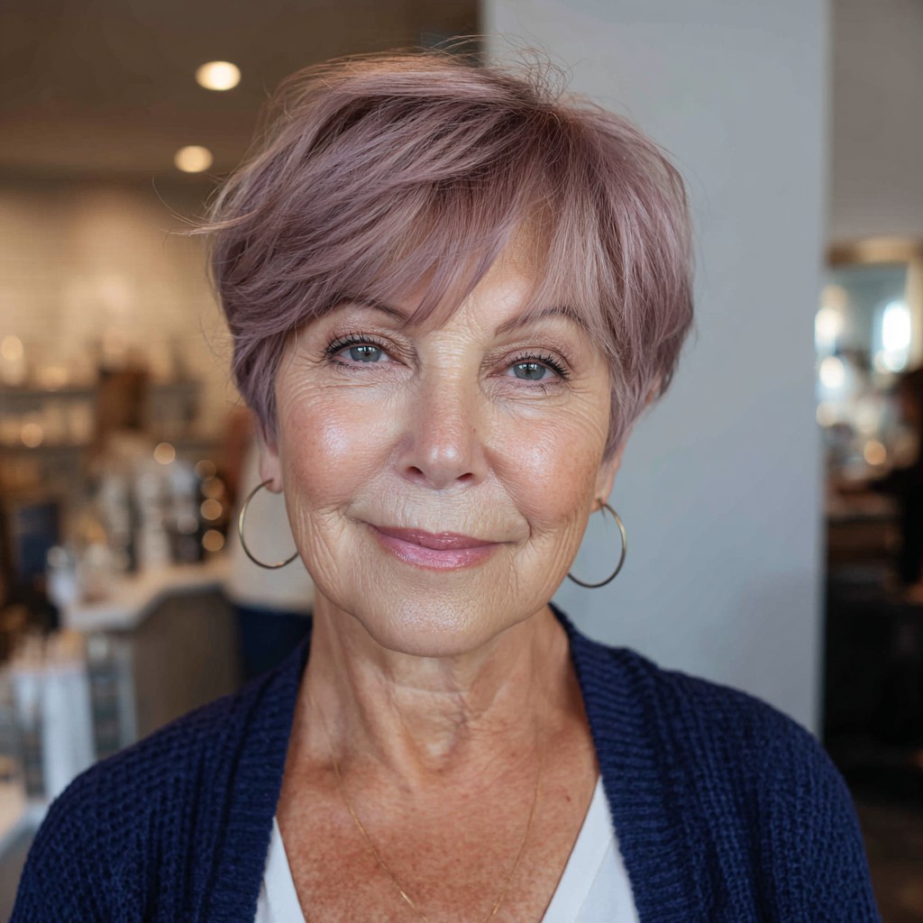 Chic Soft Lavender Textured Pixie Cut