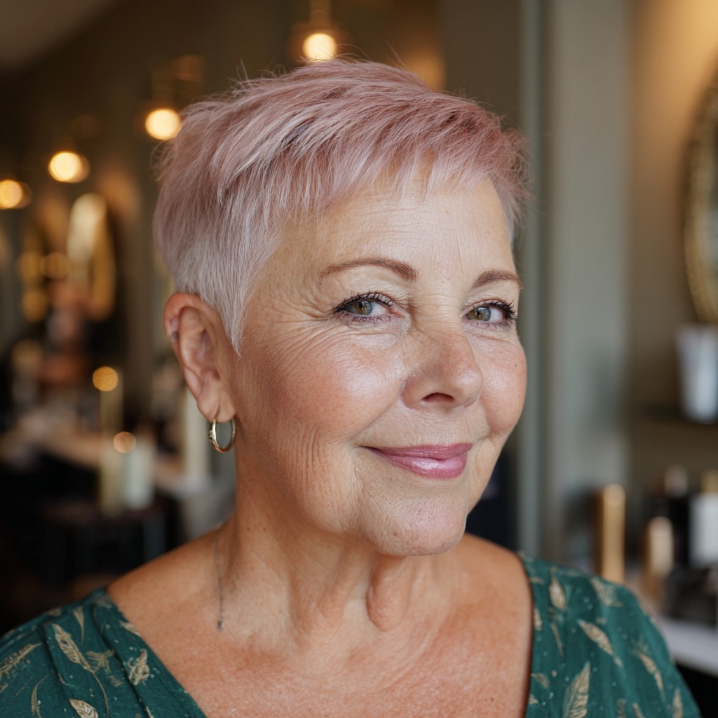 Chic Soft Pink Pixie Cut with Textured Layers