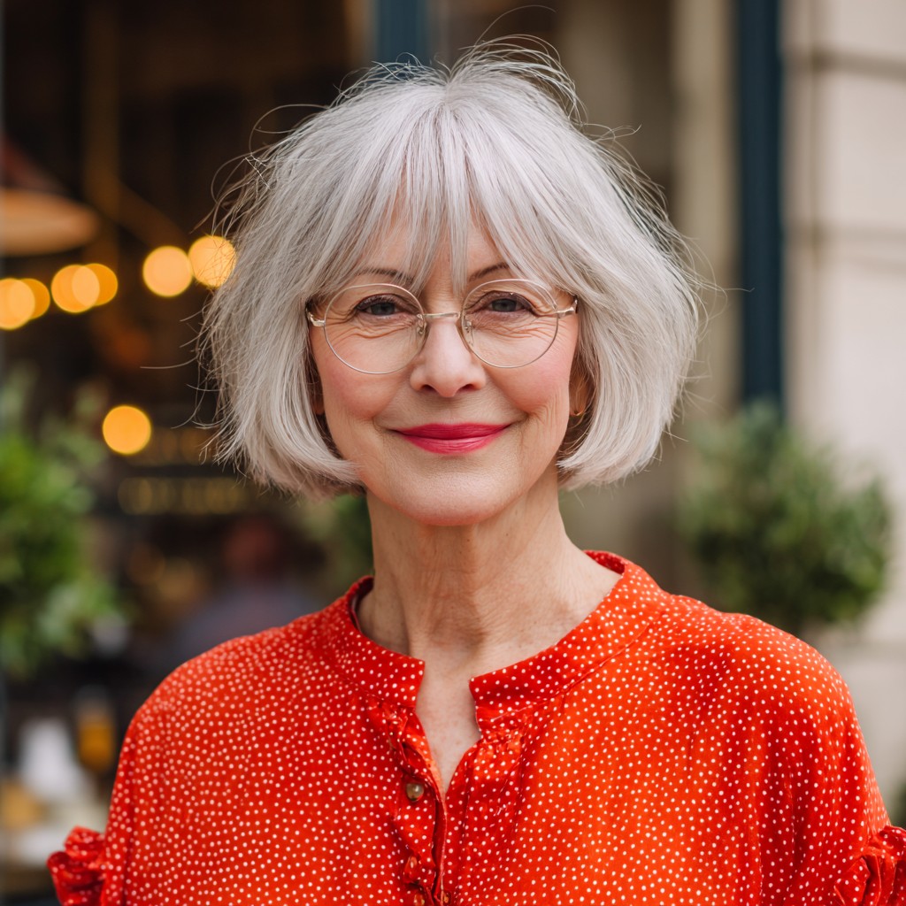 Chic Textured Grey Bob with Subtle Layers