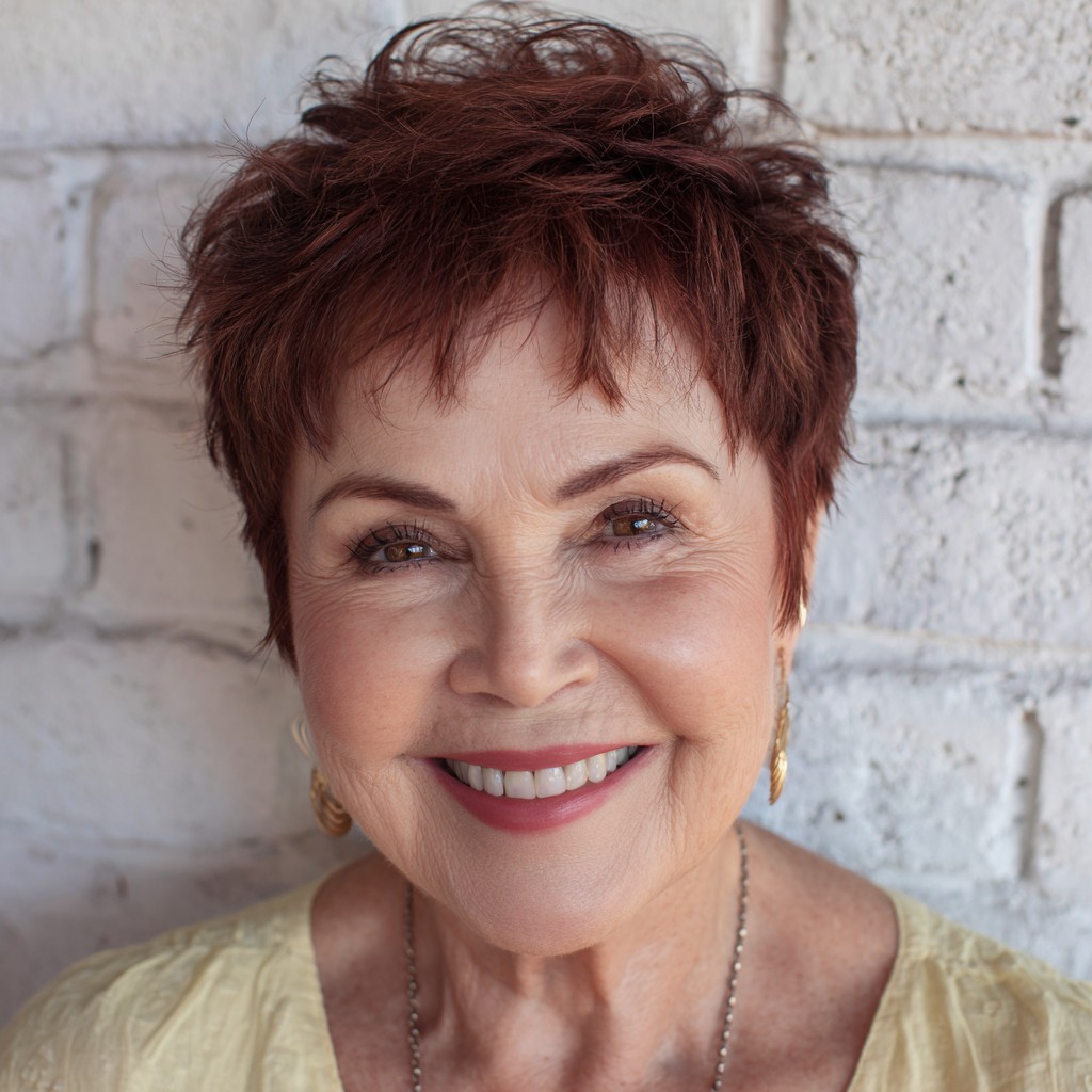 Chic Textured Short Cut with Rich Auburn Tones