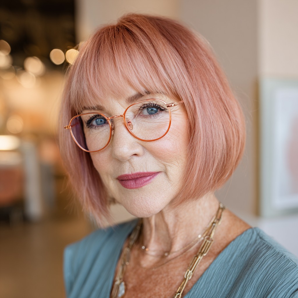 Elegant Blush Bob with Soft Bangs