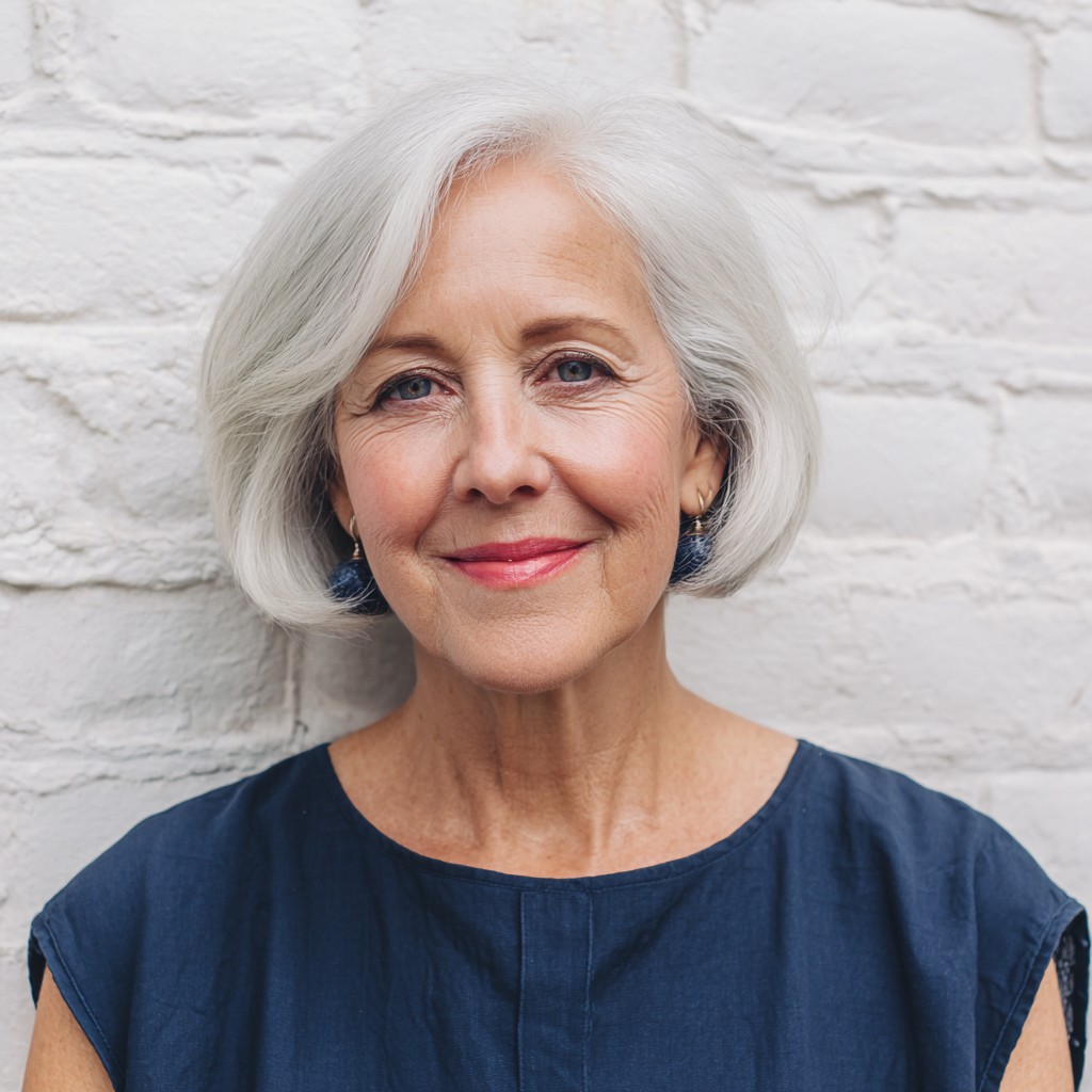 Elegant Silver Bob with Subtle Layering
