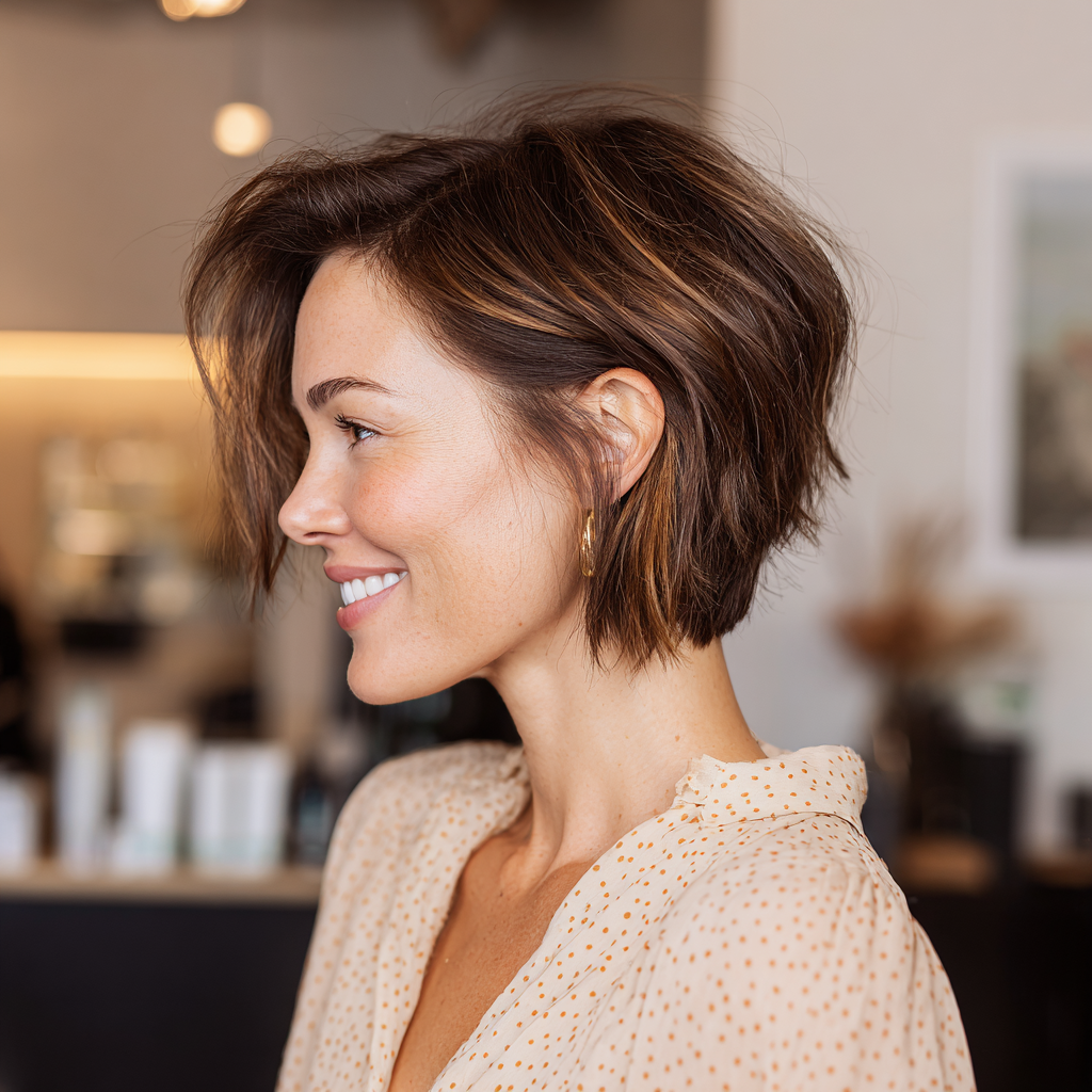 Modern Choppy Wedge Cut with Subtle Highlights