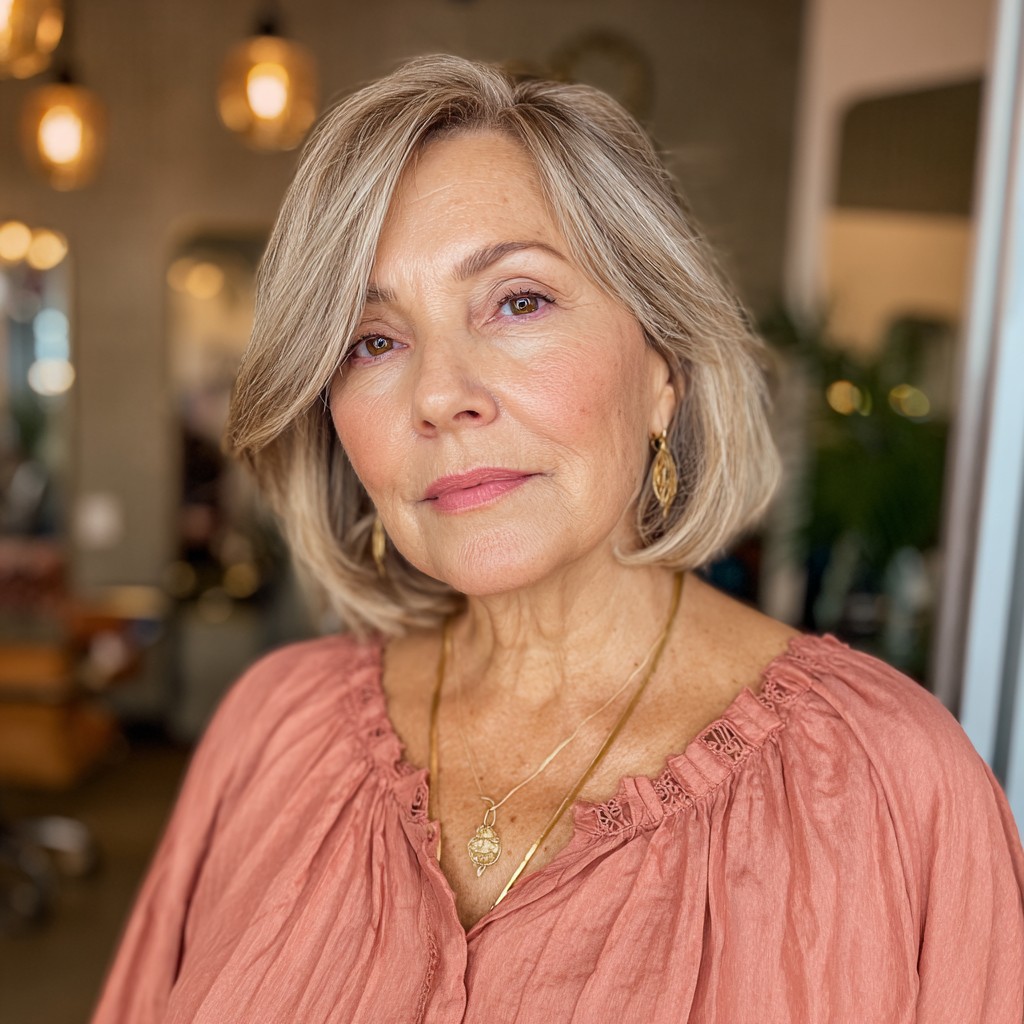 Soft Ash Blonde Lob with Gentle Waves