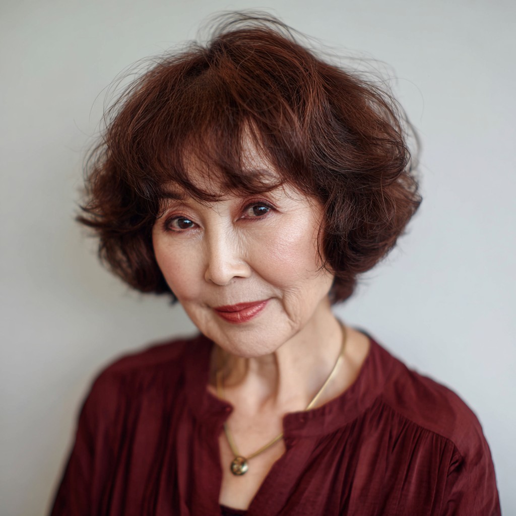 Soft Curly Lob with Subtle Auburn Highlights