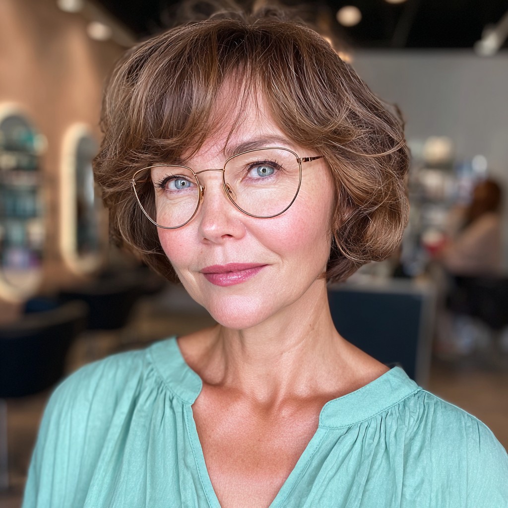 Softly Layered Curly Bob with Subtle Volume