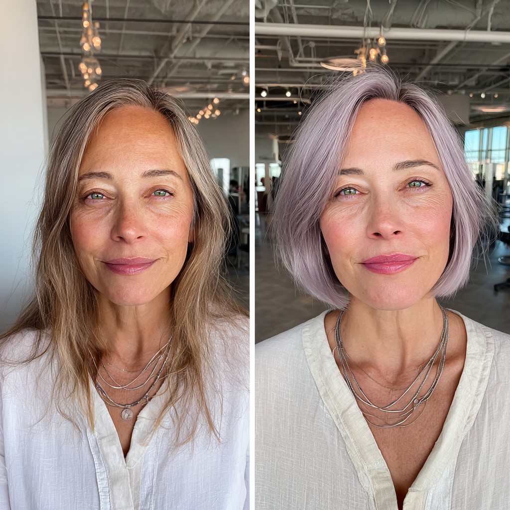 Stylish Soft Lilac Bob with Textured Ends