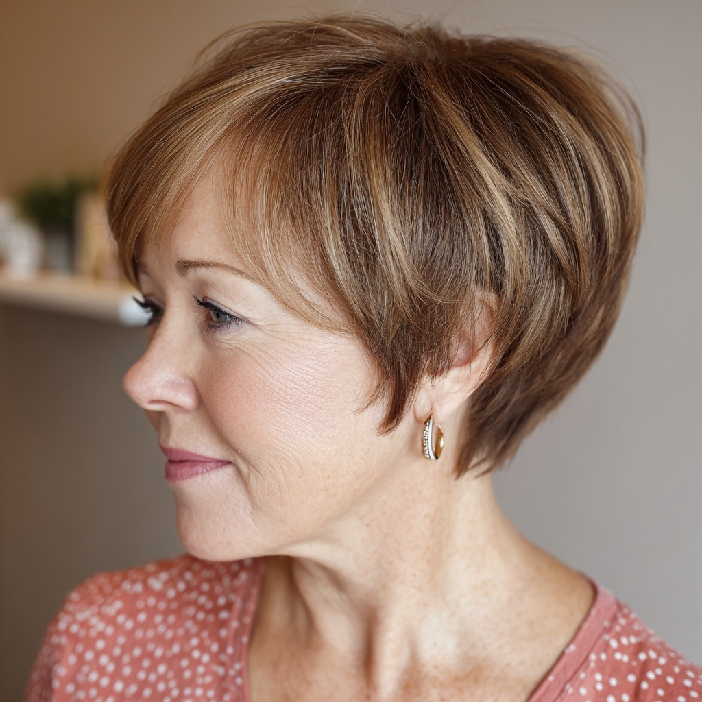 Stylish Textured Pixie with Subtle Highlights