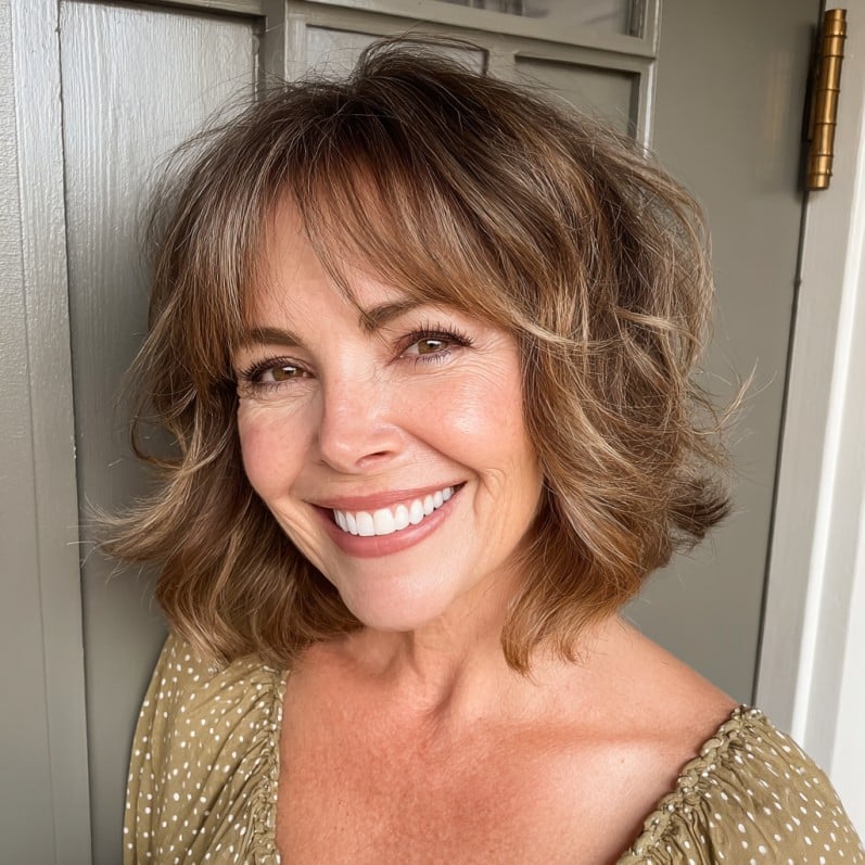 Textured Bob with Side-Swept Bangs