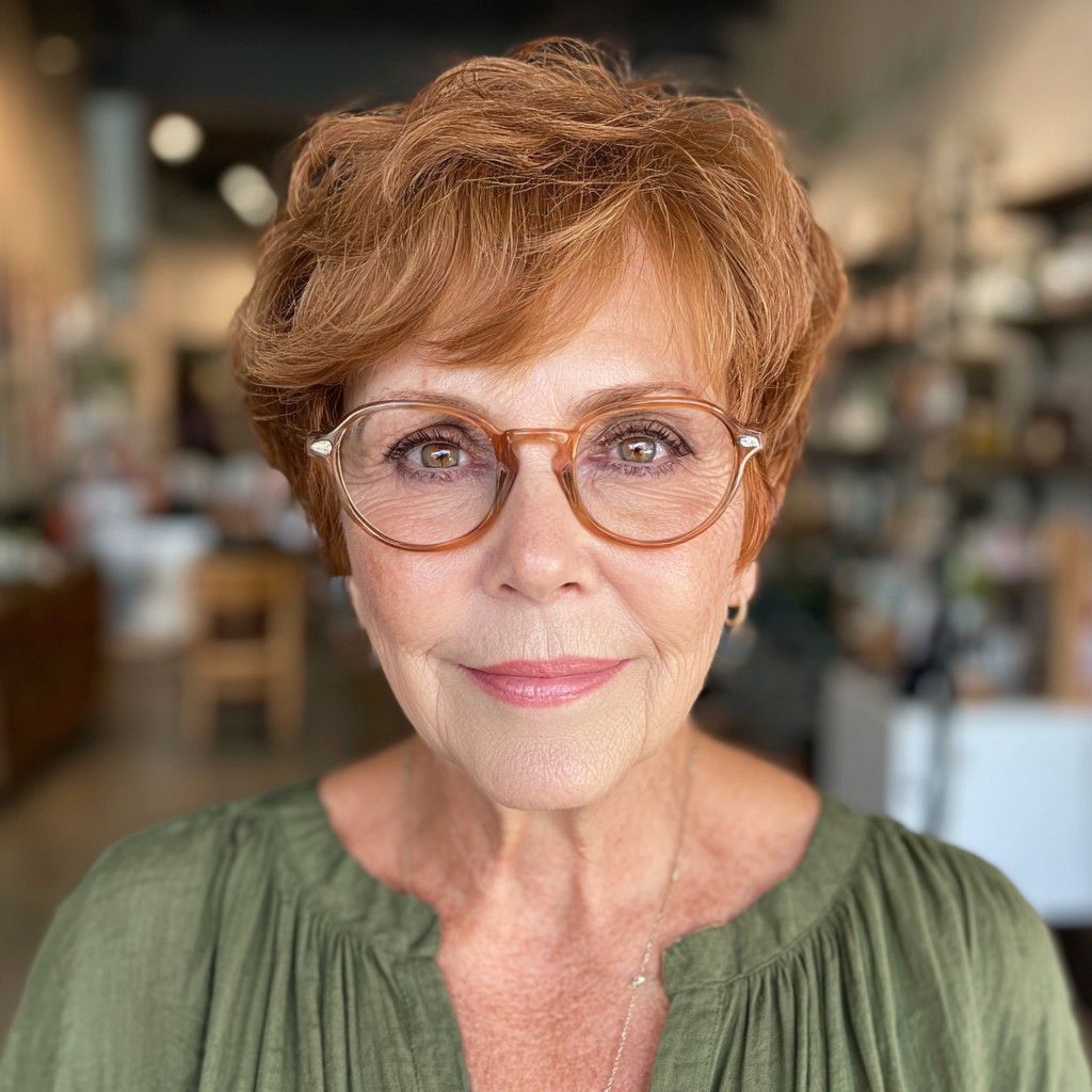 Textured Copper Pixie Cut with Soft Waves