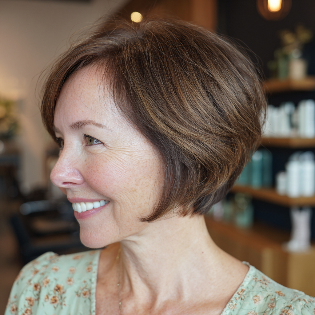 Textured Inverted Wedge Cut with Subtle Caramel Highlights