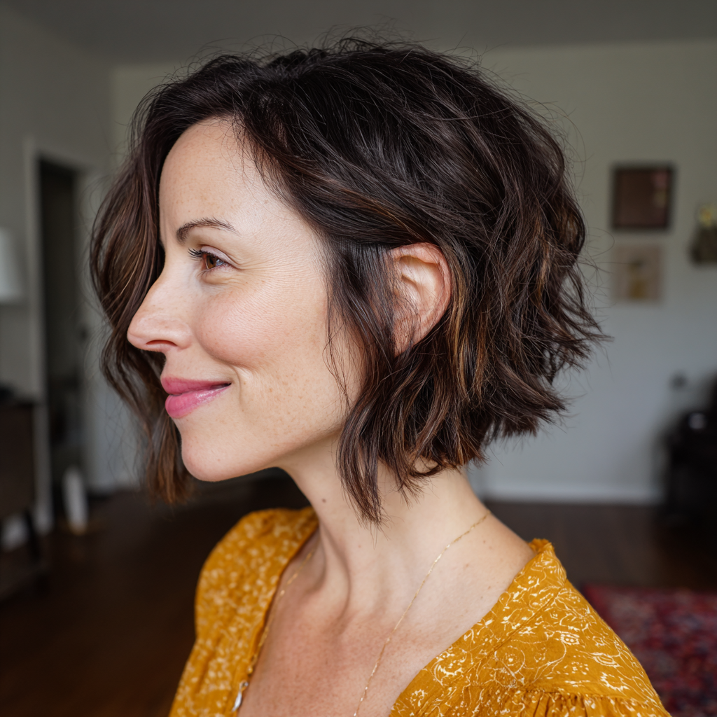 Textured Wedge Cut with Lush Dark Highlights