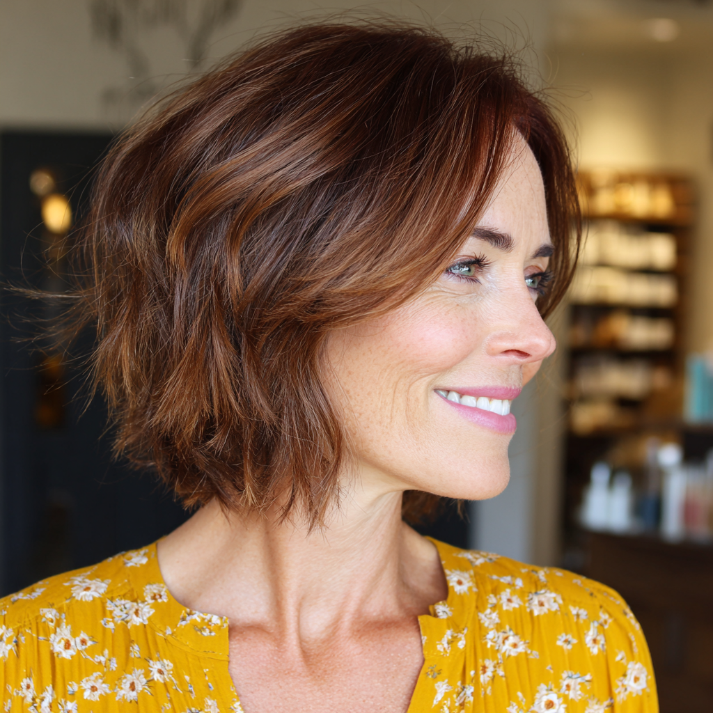 Textured Wedge Cut with Rich Chestnut Layers