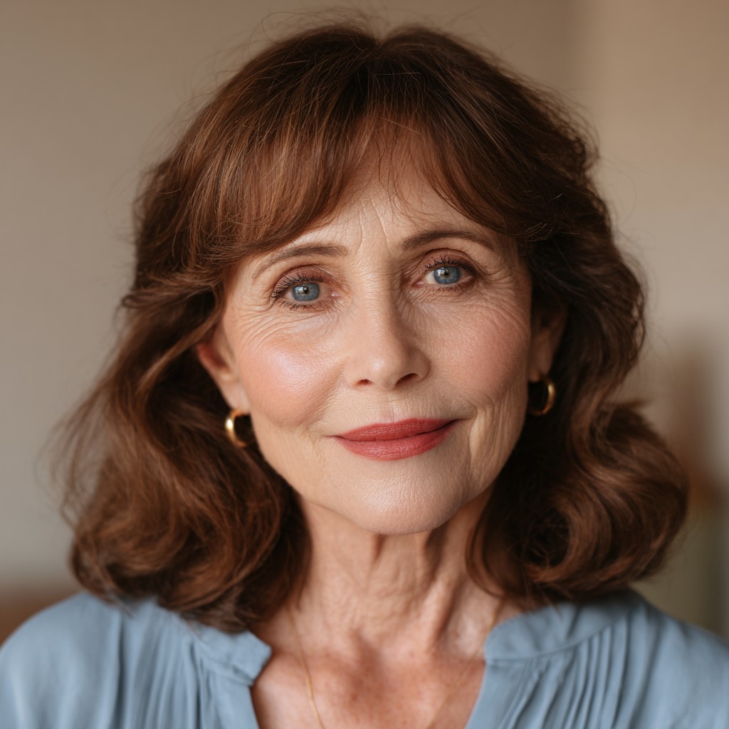 Warm Chocolate Waves with Soft Bangs