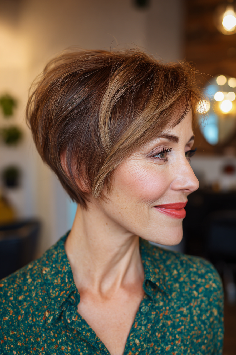 Chic Textured Pixie Cut with Subtle Highlights