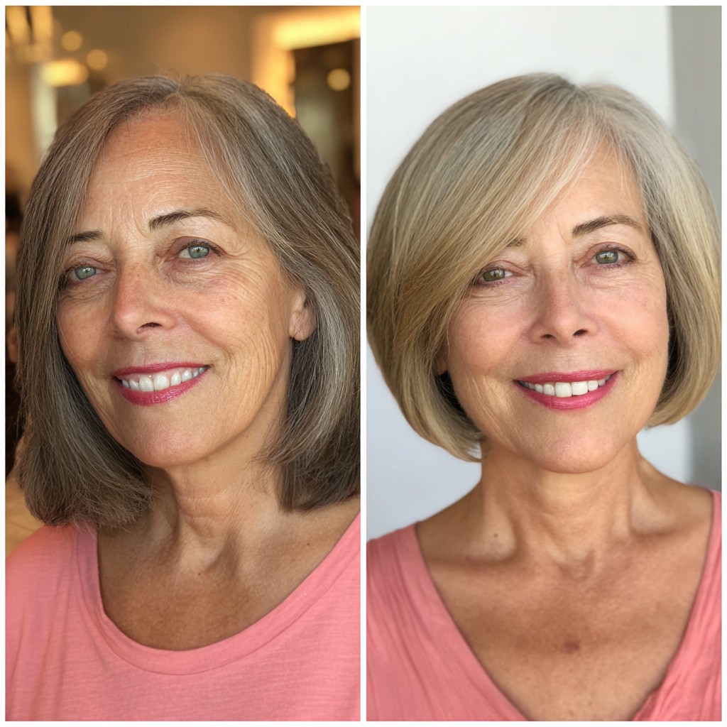 chic blunt bob with soft highlights