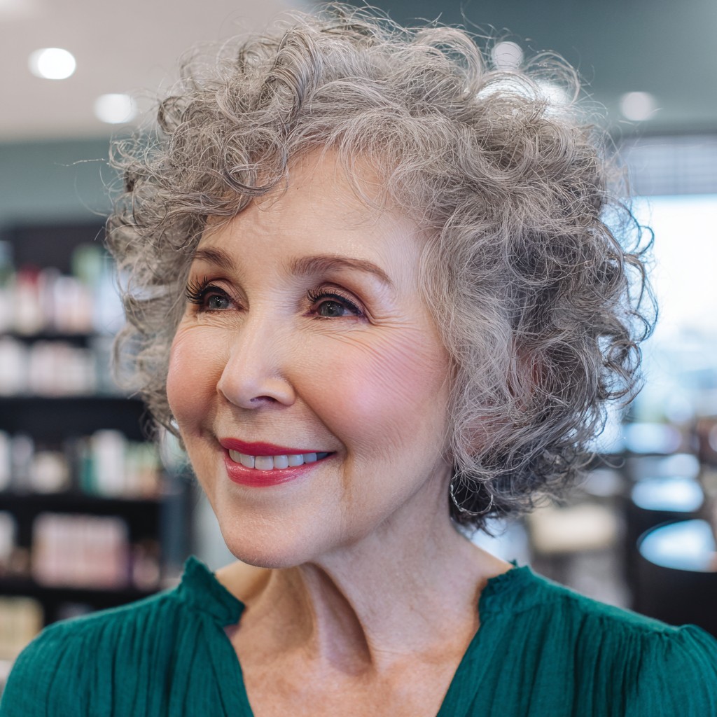 Chic Curly Silver Crop with Defined Volume