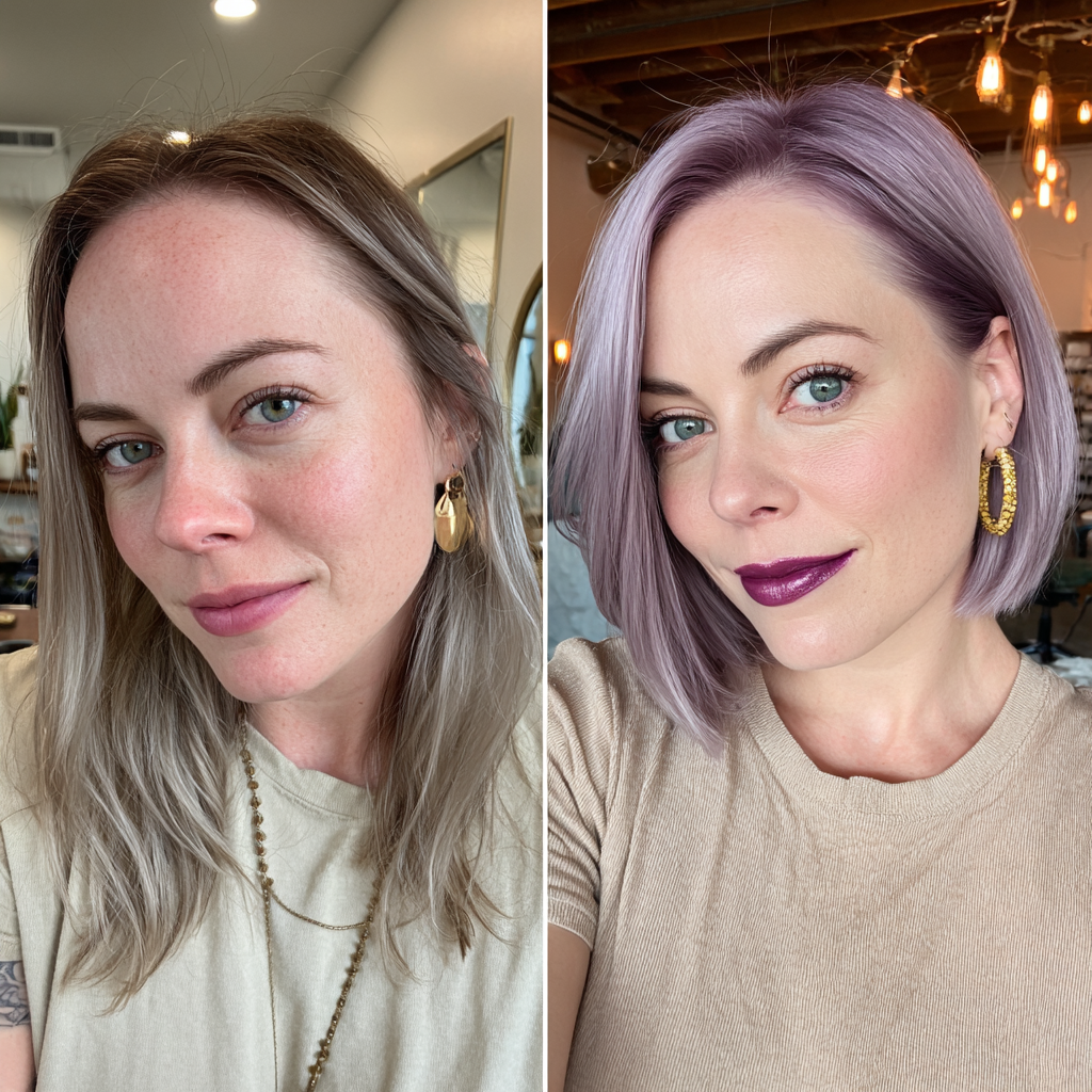 Chic Lavender Bob with Subtle Textured Layers
