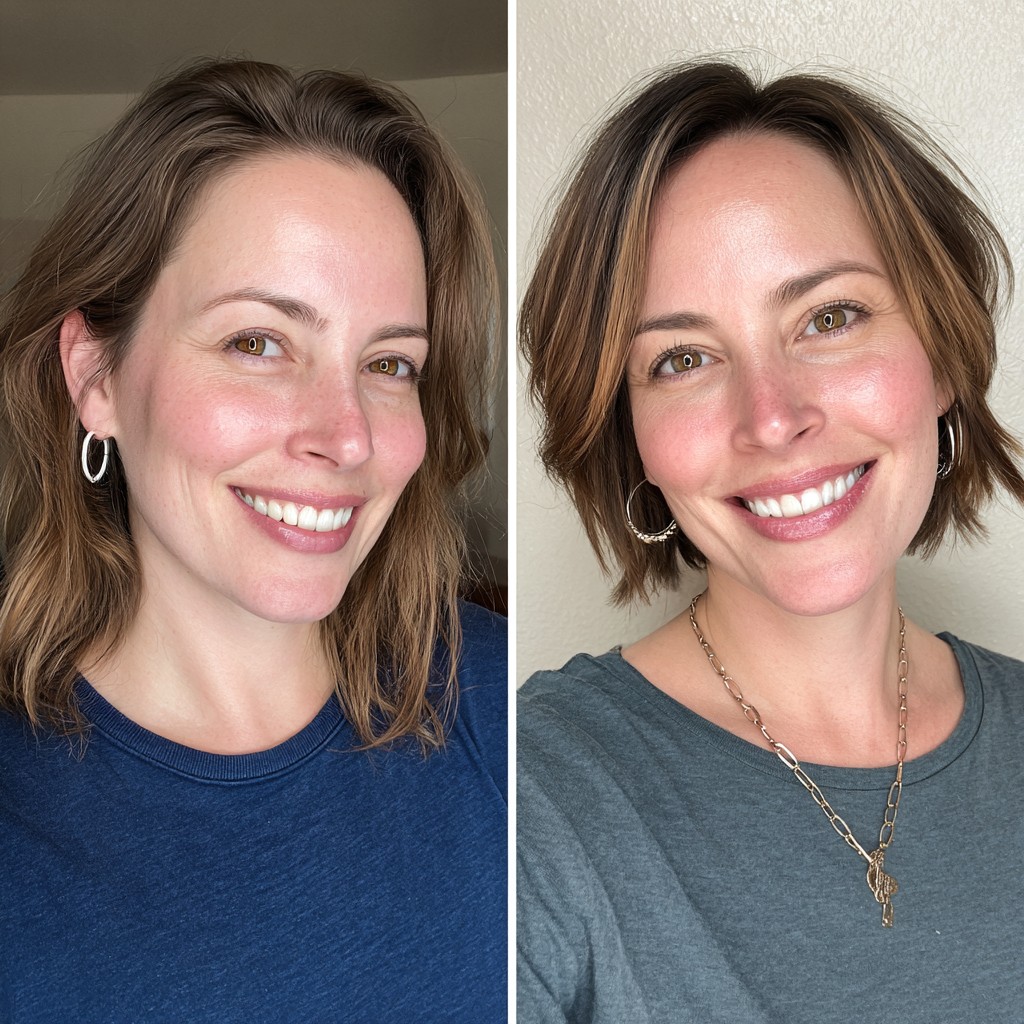 Chic Soft Textured Lob with Warm Highlights