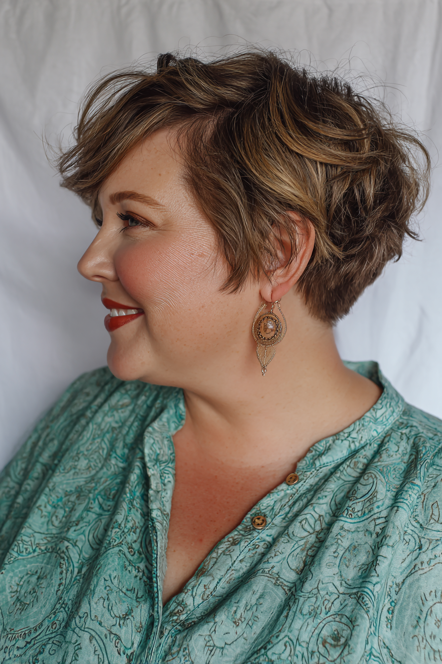 Chic Textured Pixie Bob with Soft Waves