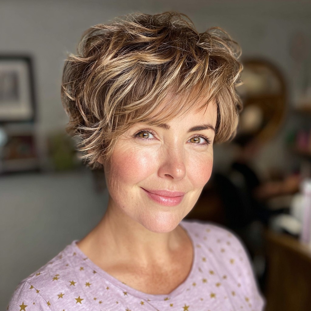 Chic Textured Short Cut with Wispy Bangs