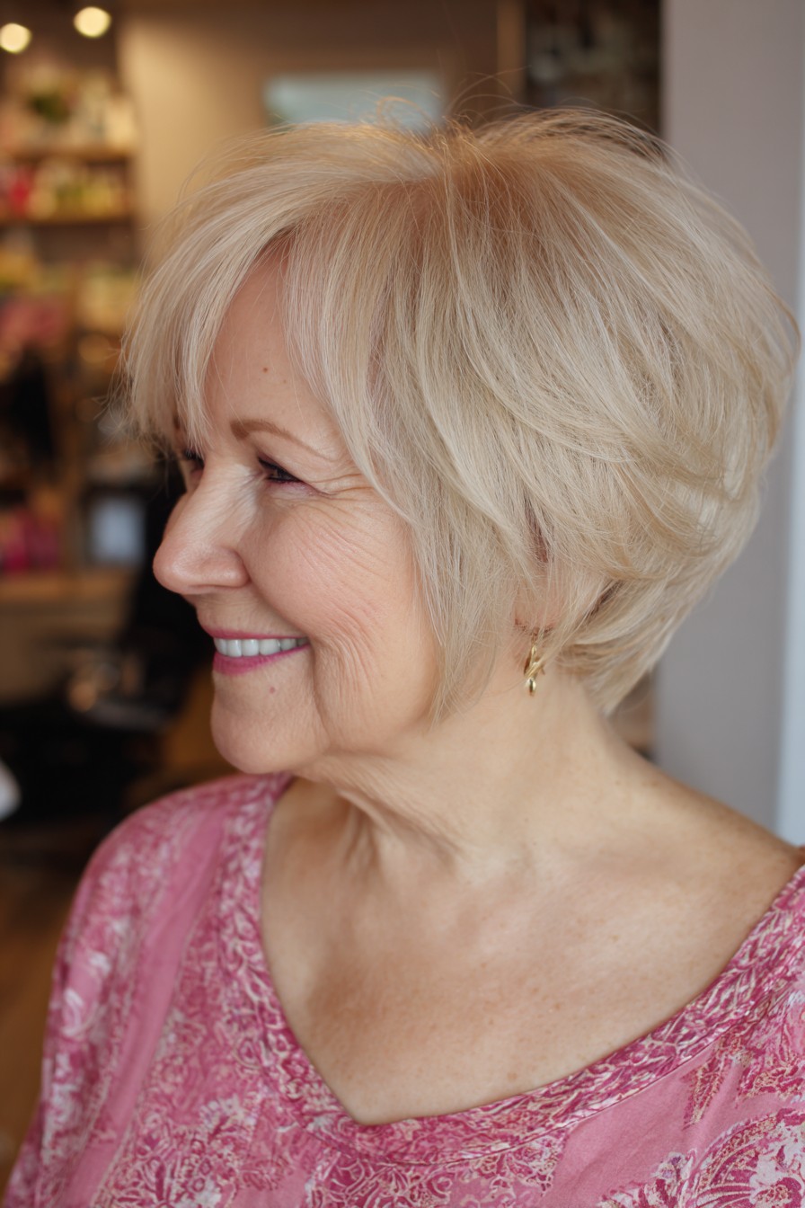Chic Textured Short Stacked Cut with Soft Layers