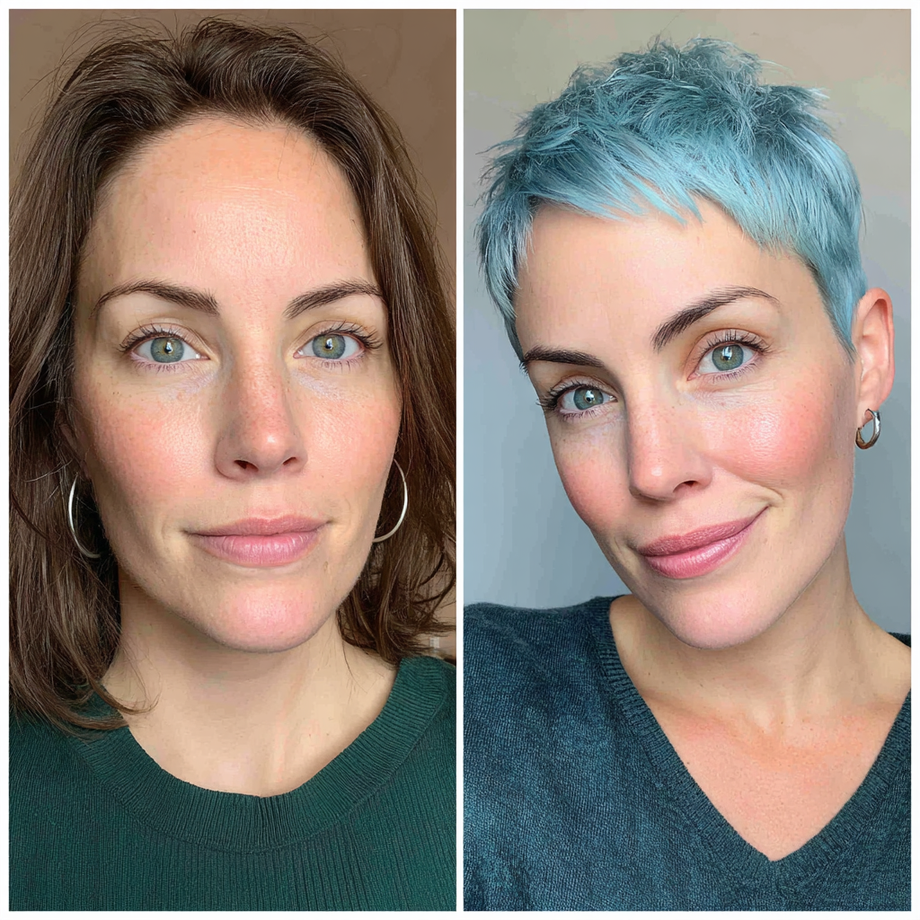 Edgy Textured Pixie Cut with Icy Blue Tones