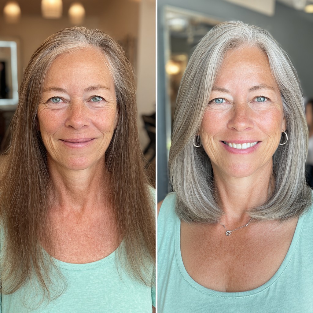 Elegant Silver Lob with Subtle Textured Layers