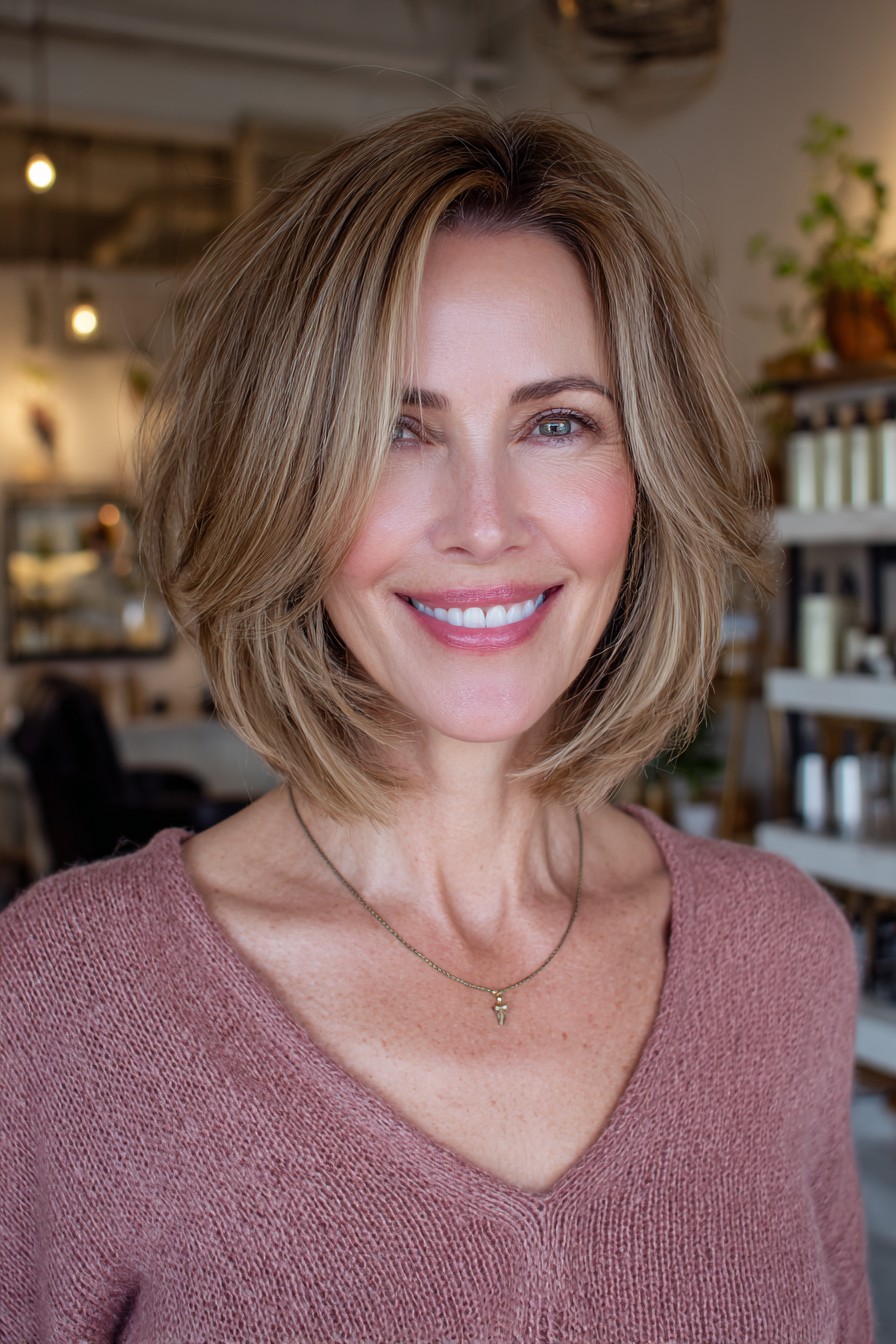 Modern Layered Bob with Subtle Face-Framing Layers