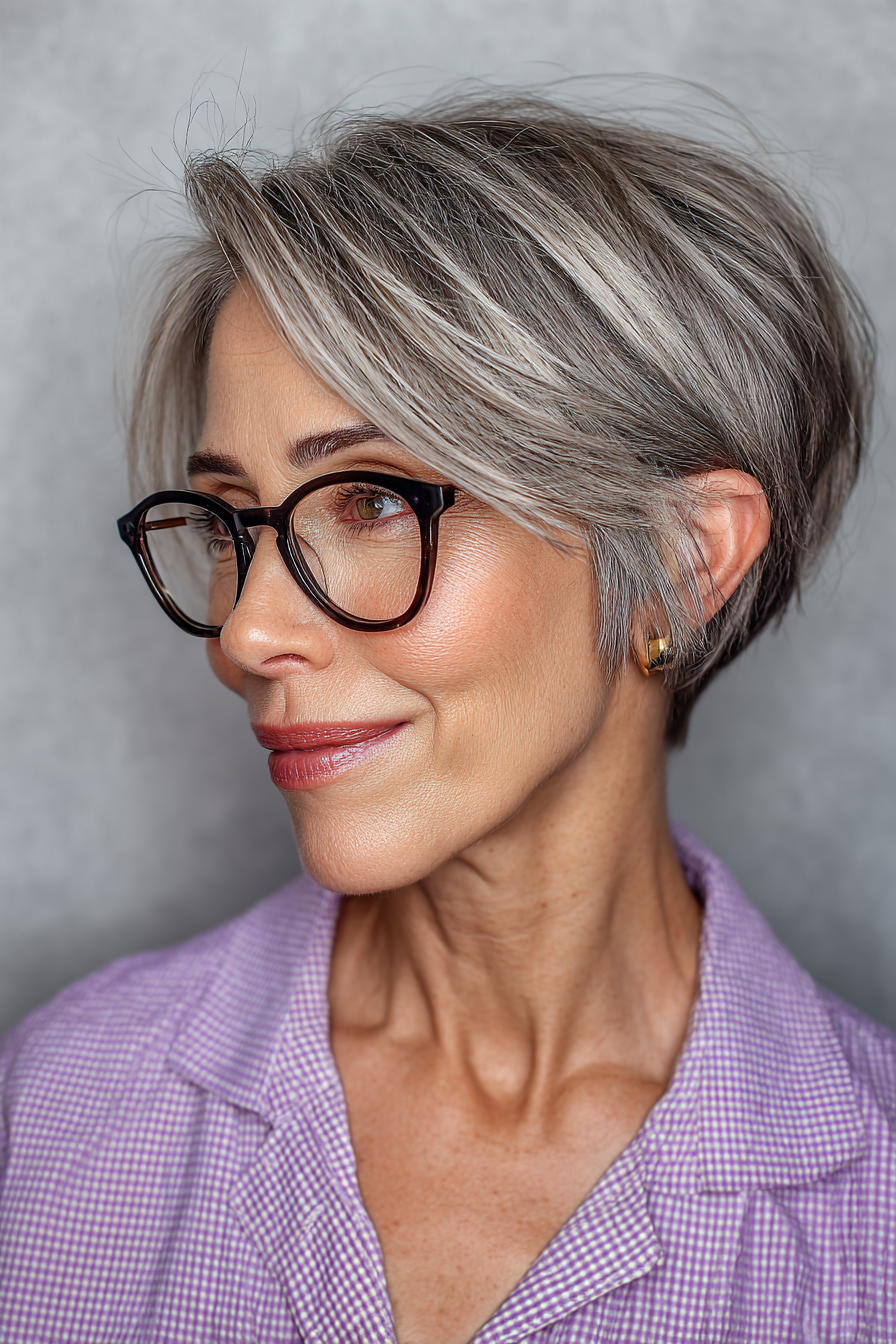 Modern Silver Pixie Cut with Soft Layers