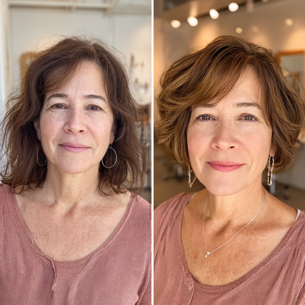 Modern Textured Wavy Bob with Subtle Highlights