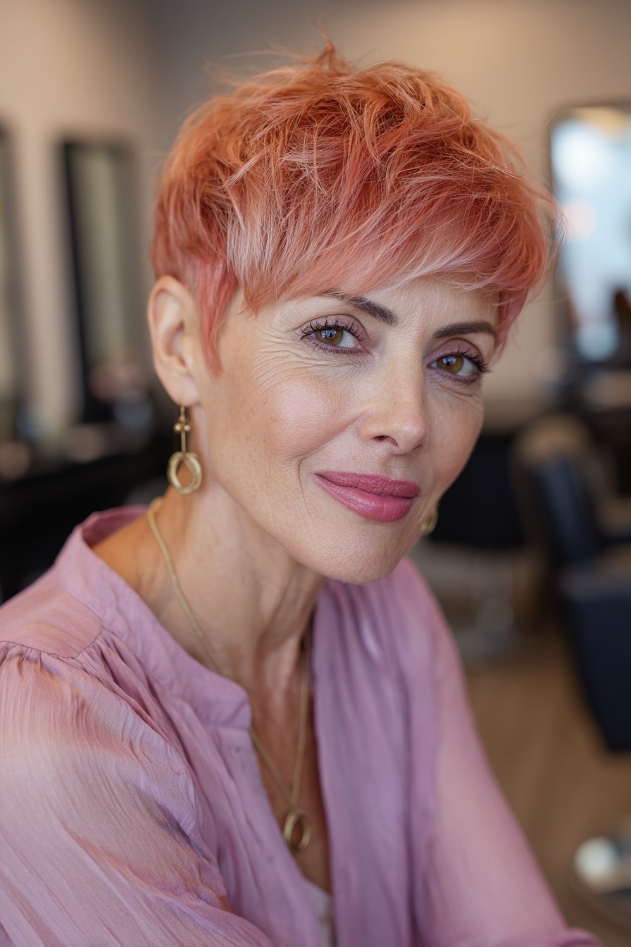 Playful Soft Red Pixie Cut with Subtle Texture