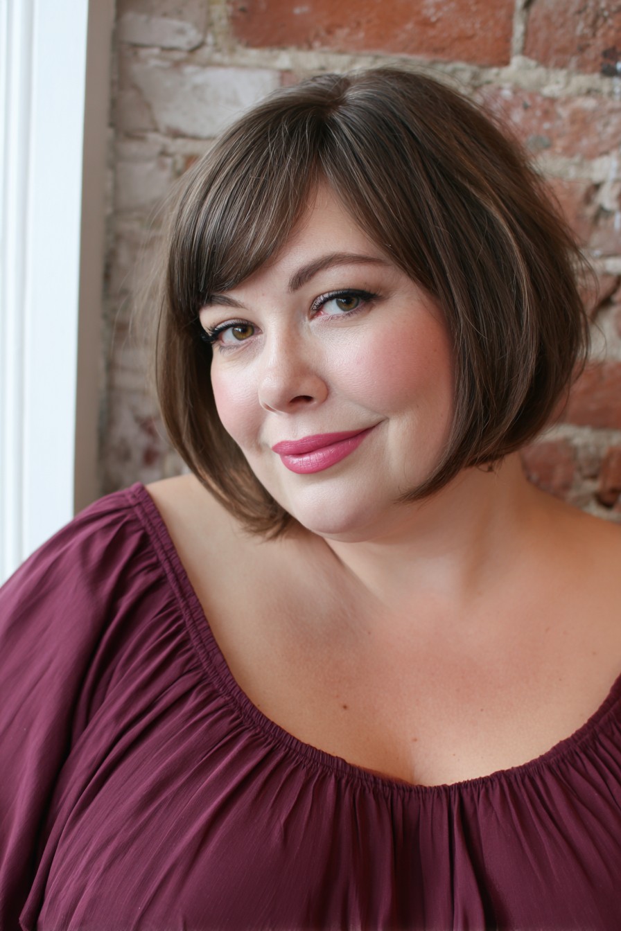 Sleek Rounded Bob with Soft Bangs