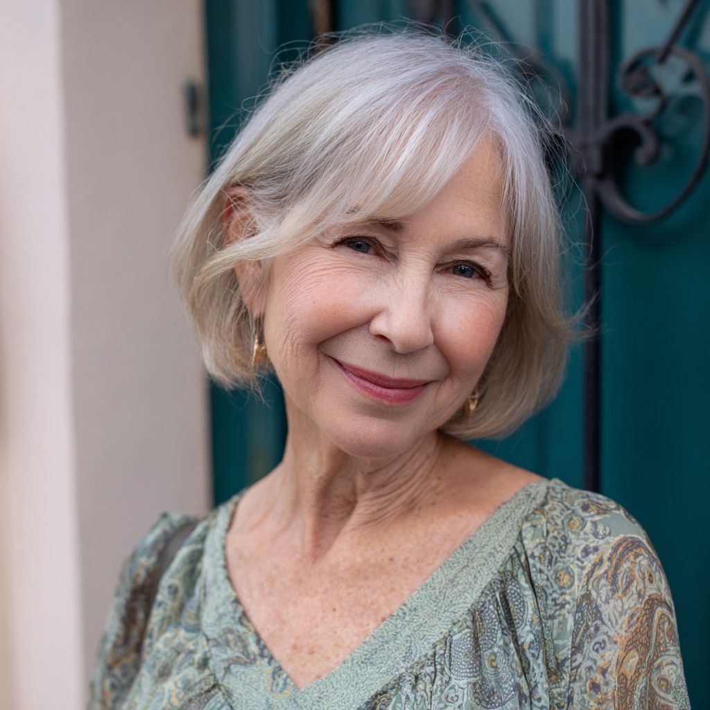 Soft Textured Silver Bob with Wispy Ends