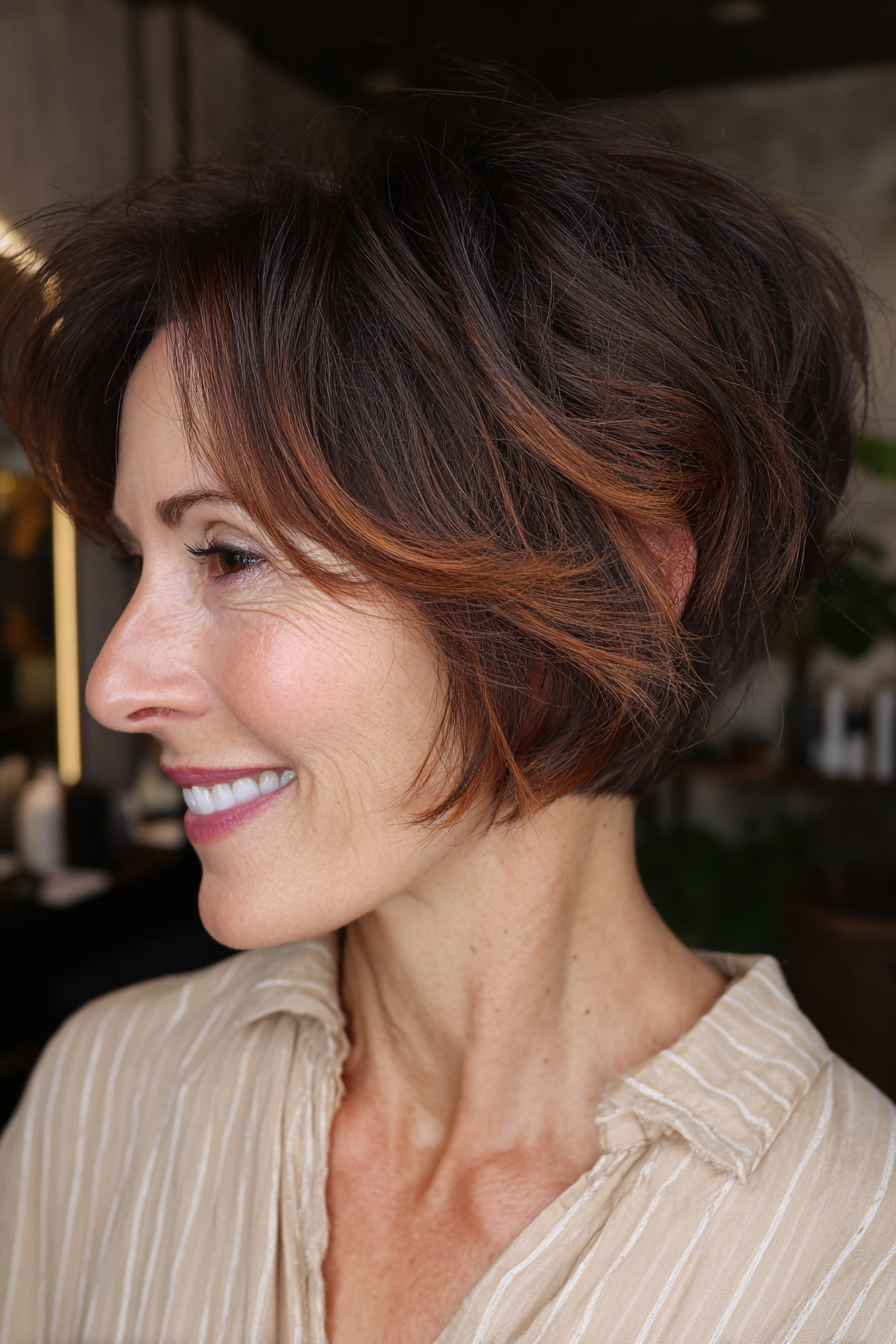 Stylish Layered Bob with Subtle Highlights