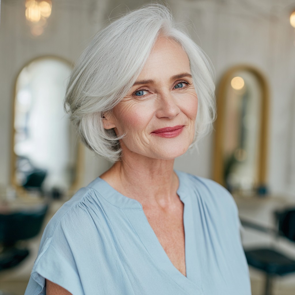 Stylish Silver Textured Bob with Soft Layers