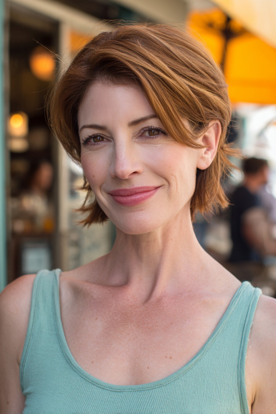 Stylish Softly Layered Auburn Cut
