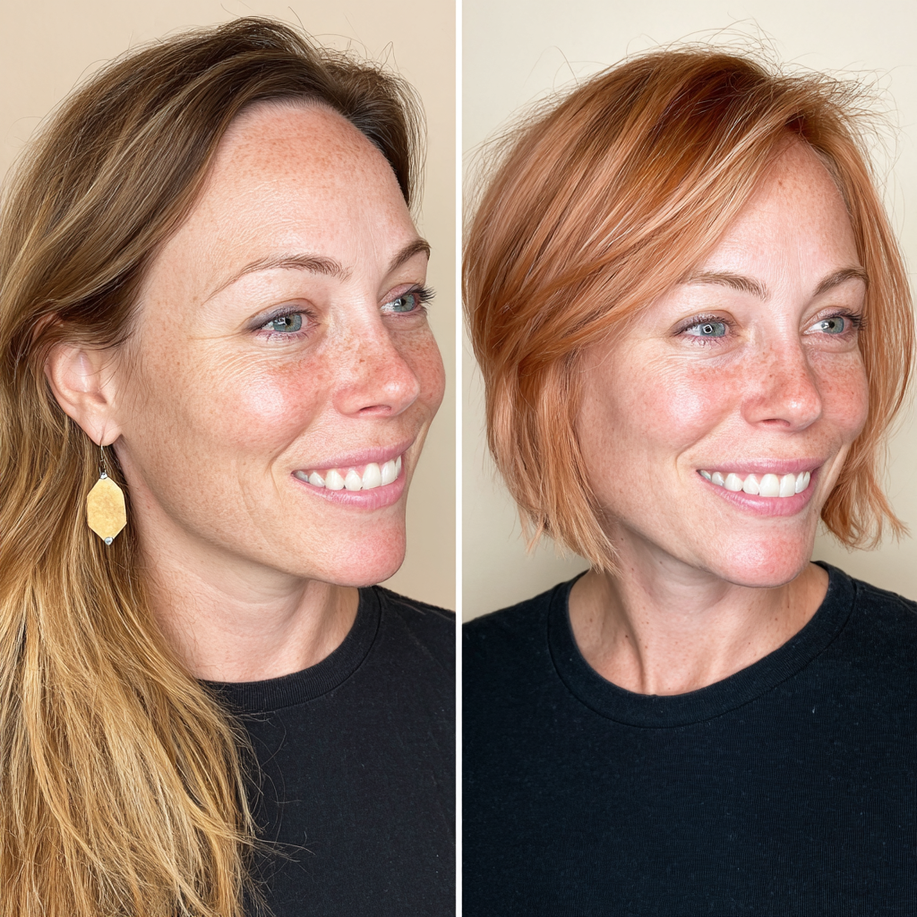 Textured Copper Bob with Subtle Waves