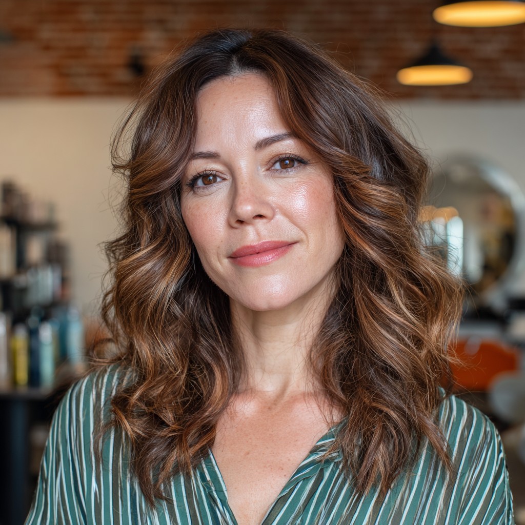 Textured Medium-Length Waves with Subtle Highlights