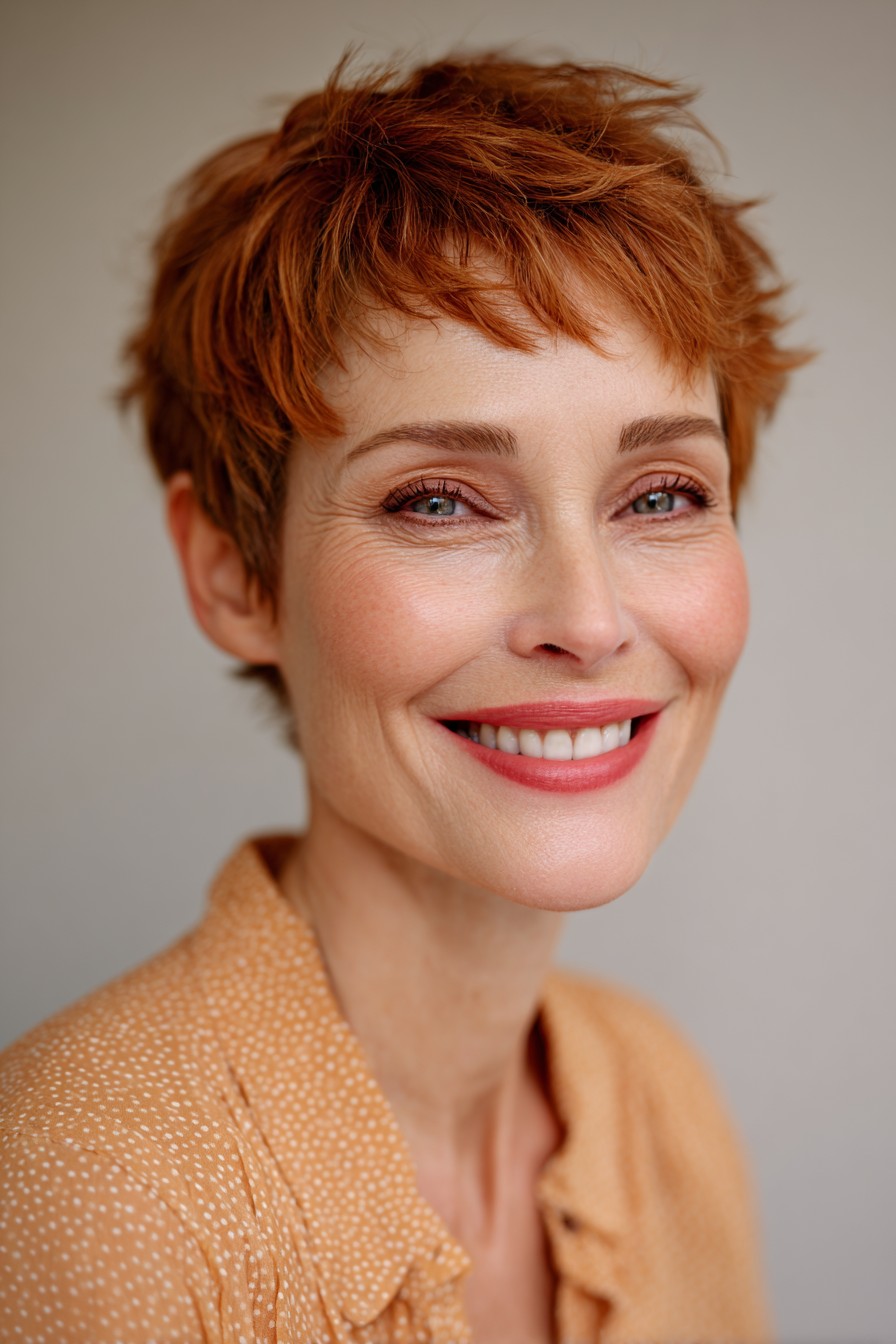 Textured Red Pixie Cut with Soft Layers