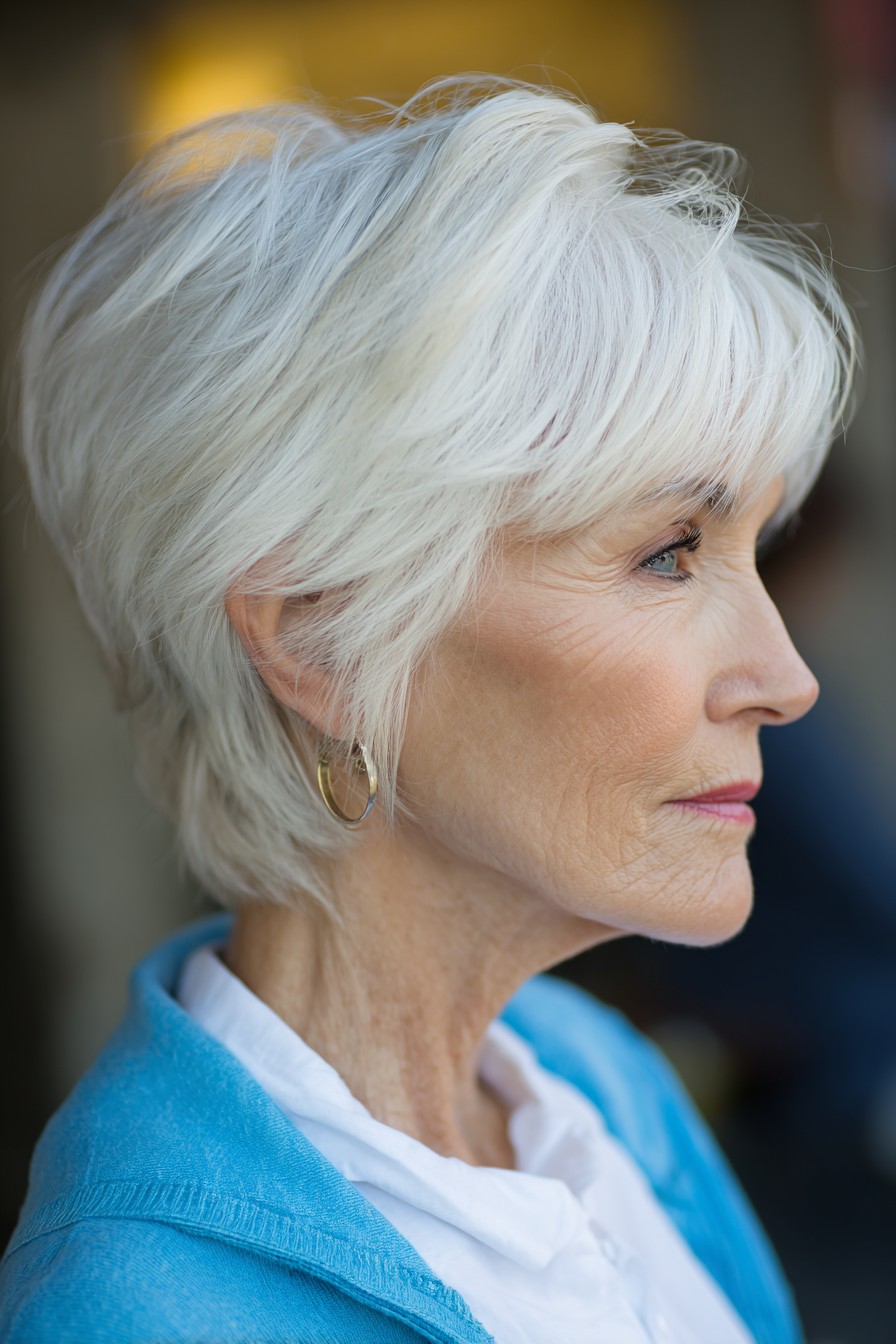 Textured Short Stacked Cut with Soft Bangs