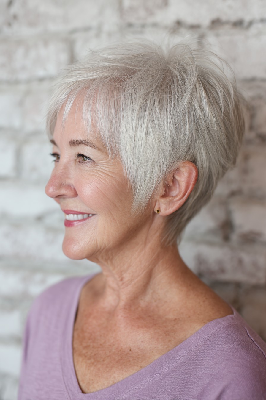 Textured Short Stacked Cut with Soft Highlights